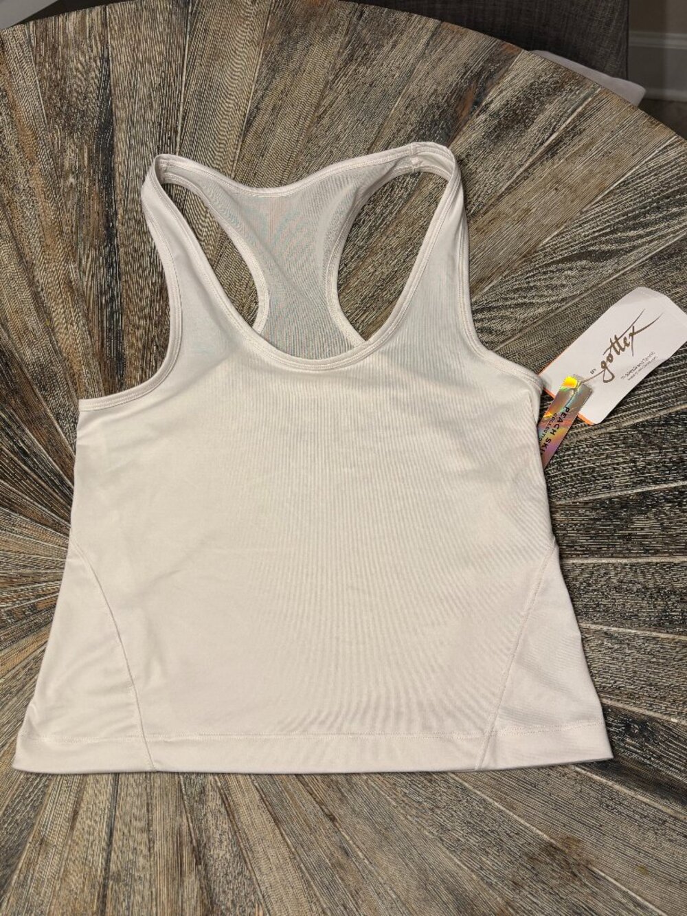 NWT X by Gottex Peach Skin White Seamless Racerback Tank Top Size Medium